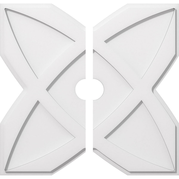 Ekena Millwork Titus Architectural Grde PVC Contemporary Ceiling Medallion, Two Piece, 24"OD x 3"ID x 8 1/4"C x 1"P CMP24TS2-03000 - main
